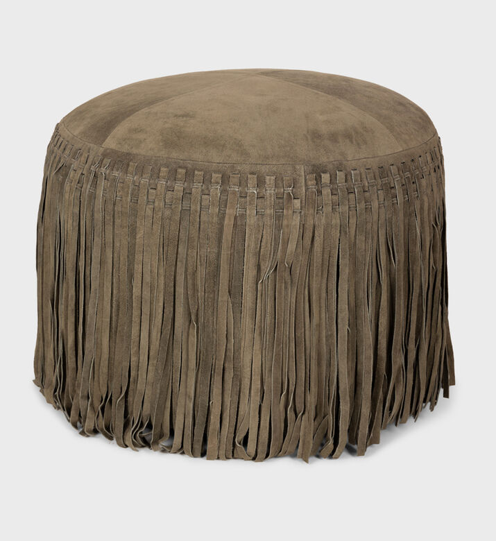 Willow Suede Leather Round Pouf