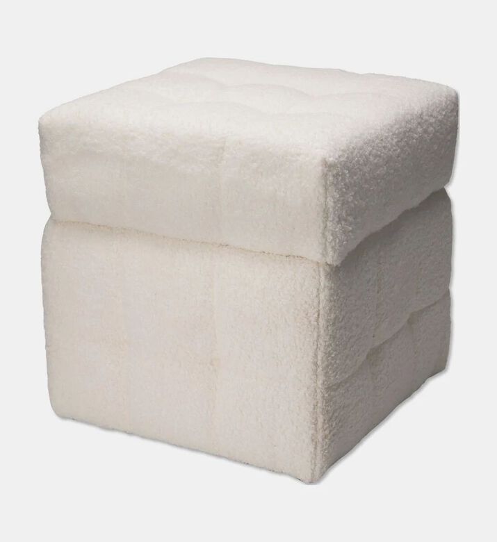 Home Deco and More Removable Lid Storage Pouf, White, Packshot View