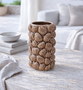 Home Deco and More Pinecones-embossed Vase, Brown, Packshot View