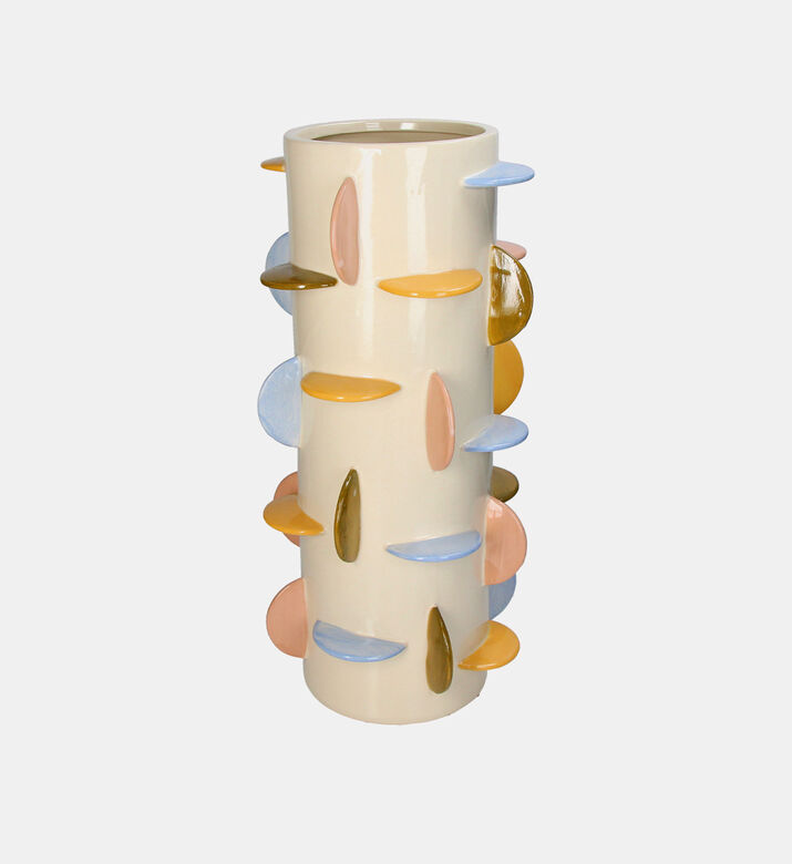Multicolored Disk Stoneware Vase 21.5x21.5x46cm