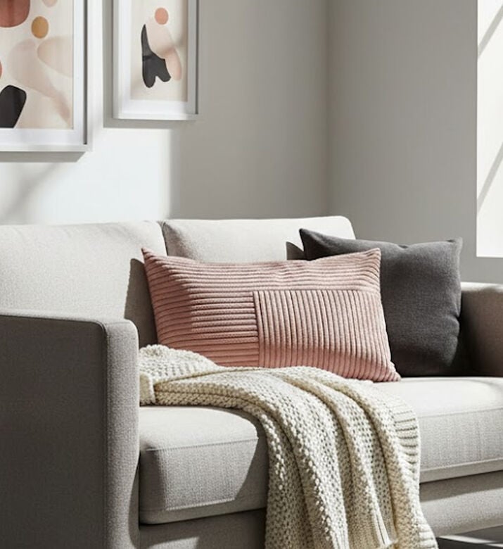 Home and Styling Ribbed Knitted Cushion, Pink, Packshot View