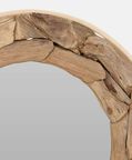 Teak Wood Round Wall Mirror