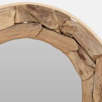 Teak Wood Round Wall Mirror