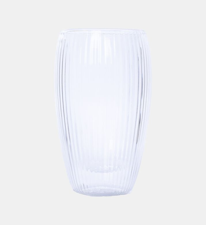 Double Wall Stripe Clear Glass Mug 2-piece Set - 350ml