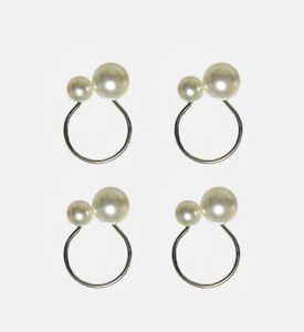 Pearl Iron Napkin Ring 4 Piece Set