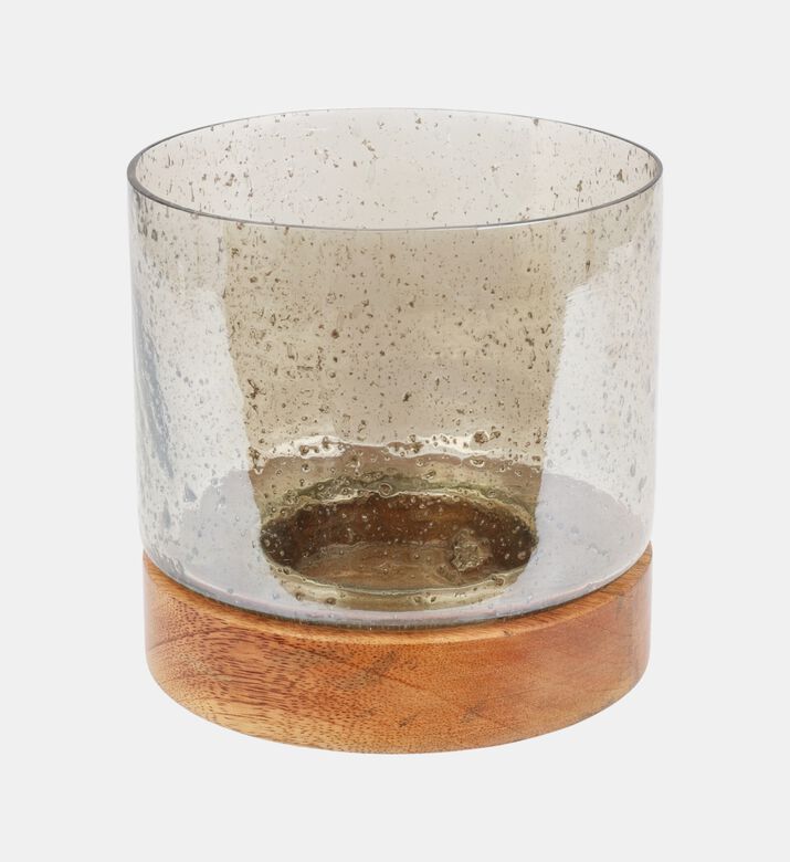 Glass Wooden Base Lantern