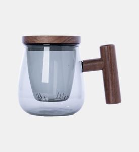 Wooden Handle Tea Mug 2-piece Set - 13.5x9x8 Cm