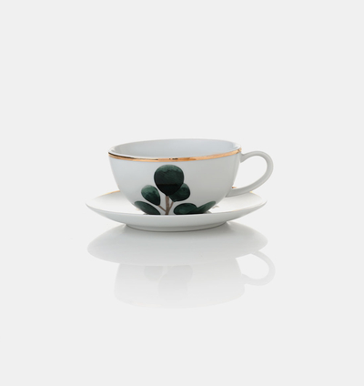 Leaf Gold Rim Tea Cup And Saucer