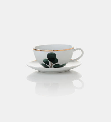 Leaf Gold Rim Tea Cup And Saucer