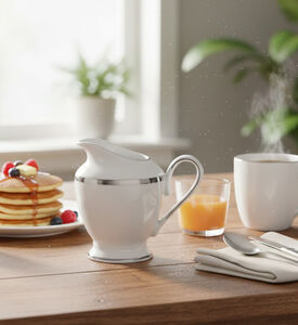 Home Deco and More Silver-rimmed Porcelain Creamer, Packshot View