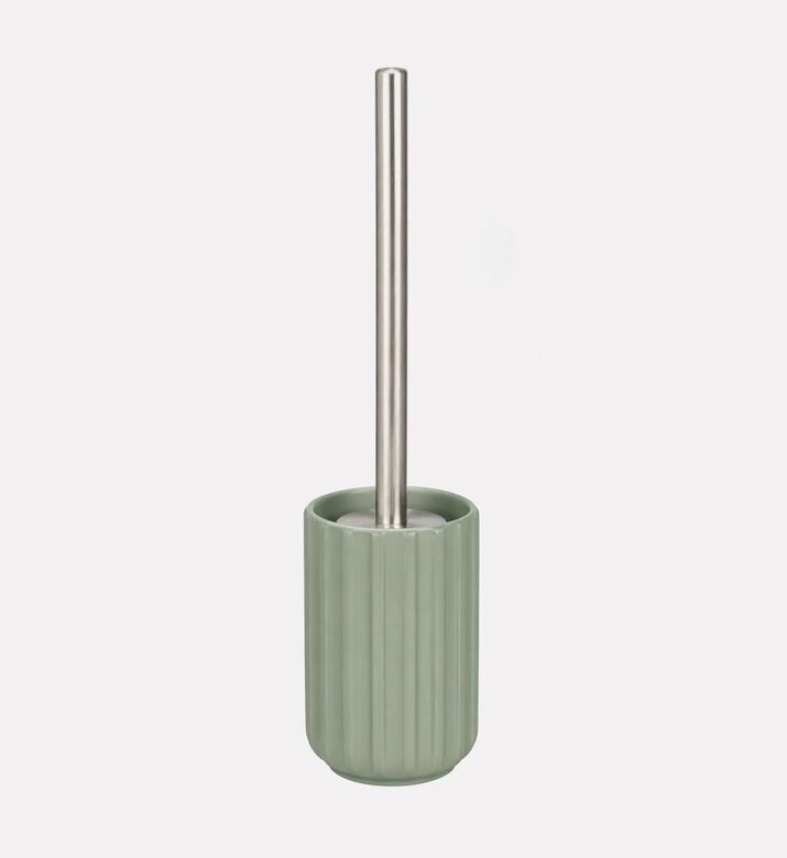 Home Deco and More Stoneware Ribbed Toilet Brush Holder, Green, Packshot View