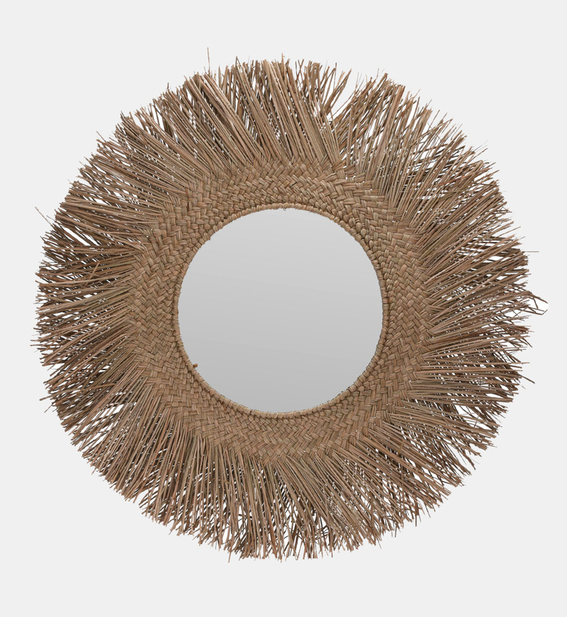 Reed-frame Round Wall Mirror