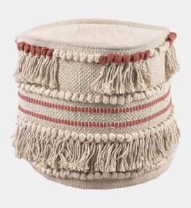 Deko and Co Frill Cotton Basket, Coral, 30x30-cm, Packshot View