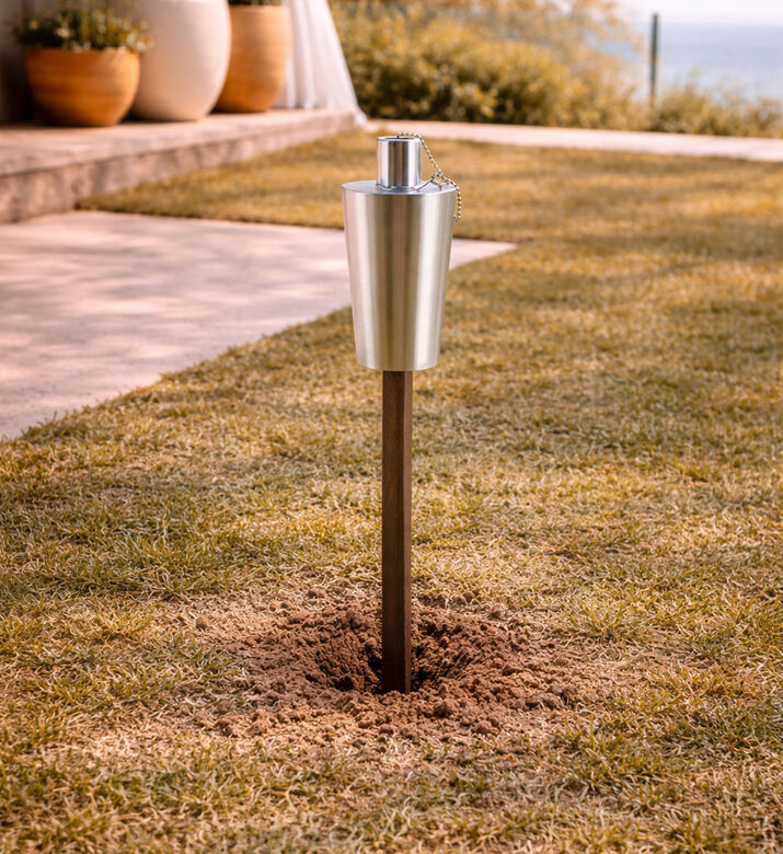Home Deco and More Mini Wood Stainless Steel Garden Torch, Packshot View