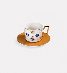 Home Deco and More Porcelain Eye Motif Coffee Cup & Saucer, Packshot View