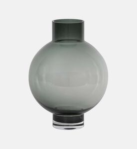 Light and Living Kiesha Glass Elongated Neck Vase, Grey, 27.5x36.5-cm, Packshot View