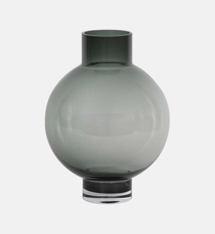 Light and Living Kiesha Glass Elongated Neck Vase, Grey, 27.5x36.5-cm, Packshot View