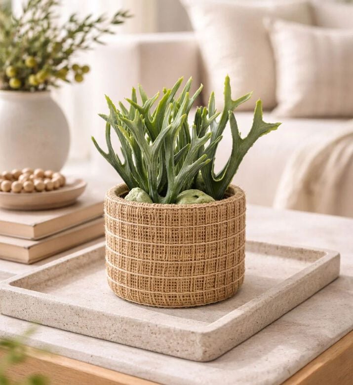 Home Deco and More Succulent Plant-in-natural Pot, Packshot View