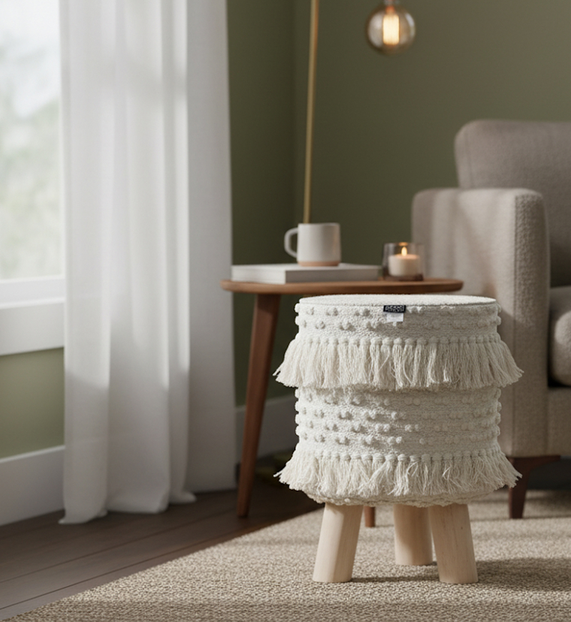 Shirly Cotton Round Stool