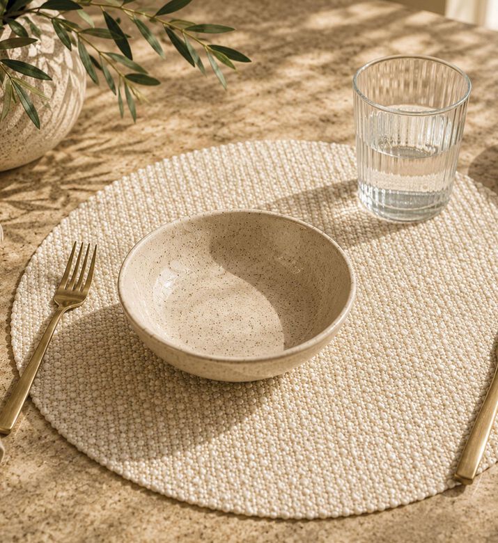 Home Deco and More Round-shape Placemat, Off-white, Packshot View