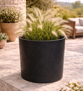 Home Deco and More Tubo Beton Effect Flower Pot, Black, Packshot View