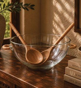 Home Deco and More Bamboo Side Handles Bowl, Packshot View