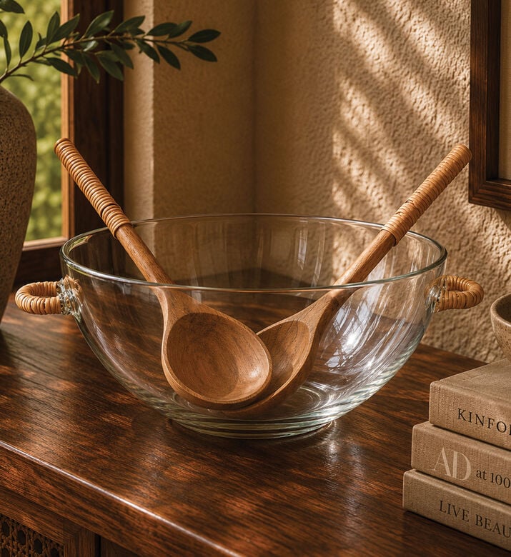 Home Deco and More Bamboo Side Handles Bowl, Packshot View