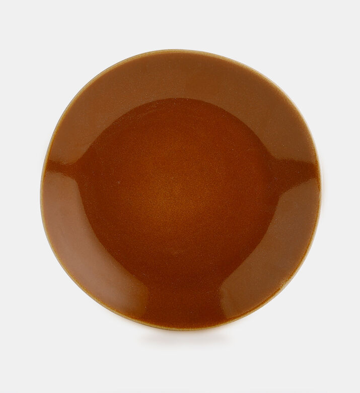 Home Deco and More Ceramic Glossy Round Plate, Brown, Packshot View