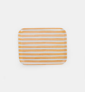 Excellent Houseware Melamine Striped Rectangular Serving Tray, Orange, Packshot View