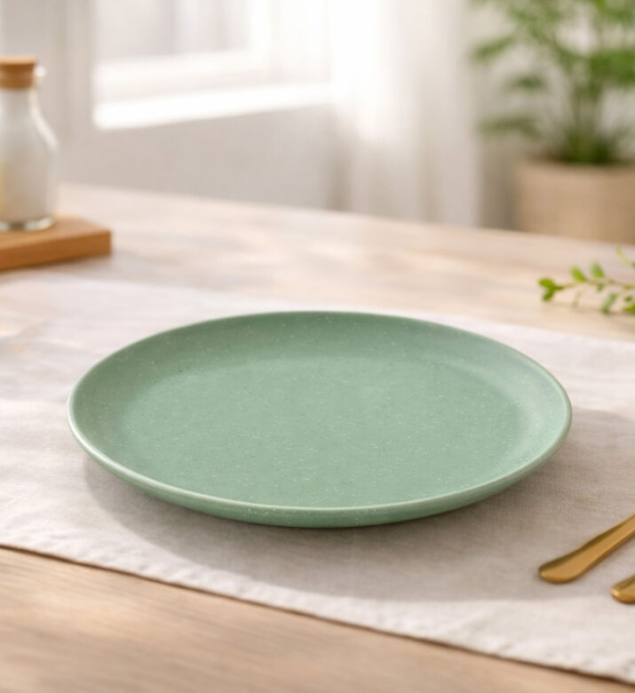 Excellent Houseware Melamine Matte-finish Flat Plate, Green, Packshot View