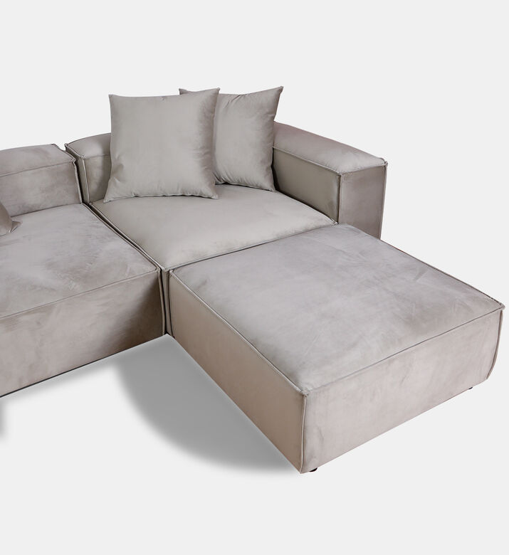 Home Deco and More Fillmore Velvet Corner Sofa, Beige, Packshot View