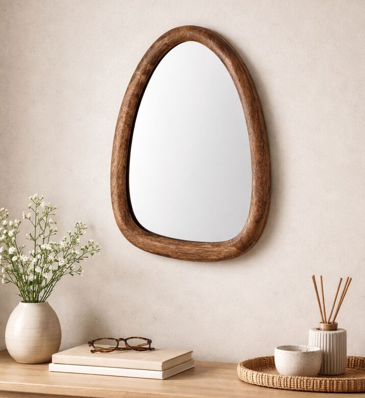 Home Deco and More Mango Wood Rectangular-shape Mirror, Packshot View