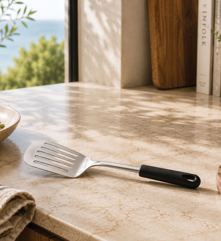 Excellent Houseware Stainless Steel Slotted Spatula, 35-cm, Black, Packshot View