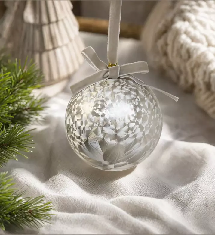 Shishi Frosted Glass Ball Bow 7.6 Cm, Model View