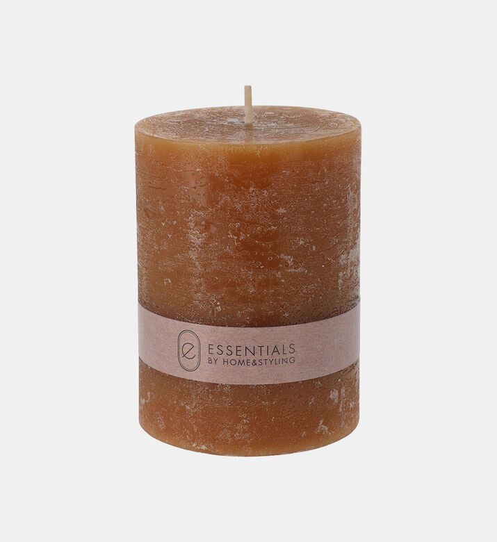 Home and Styling Pillar Wax Semi Transparent Candle, Orange, 8-cm, Packshot View