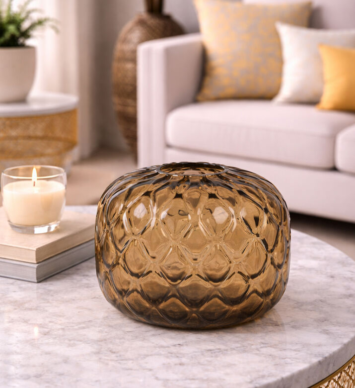 Light and Living Carino Glass Round Flower Vase, Packshot View