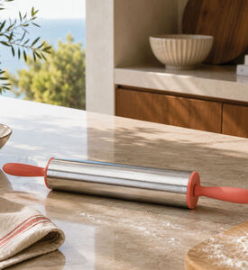 La Cucina Stainless Steel Rolling Pin, Orange, Packshot View