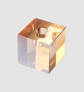 Amber Crystal Glass Cube Candle Holder