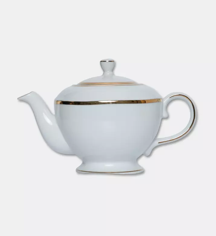 Home Deco and More Gold-rimmed Porcelain Tea Pot, Packshot View