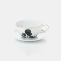 Leaf Gold Rim Tea Cup And Saucer