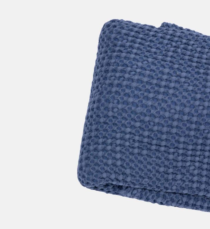 Home Deco and More Waffle Rectangle Cotton Filled And Vaccumed Cushion, Blue, 50x75-cm, Packshot View