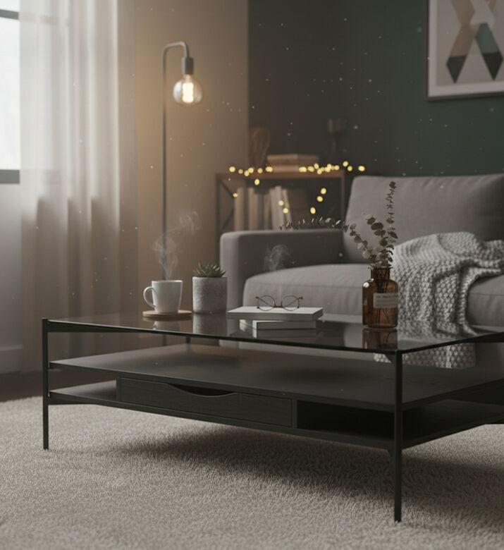 Home Deco and More Zely Glass Coffee Table, Packshot View