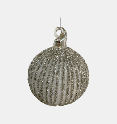 Glitter Lined Glass Ball Ornament