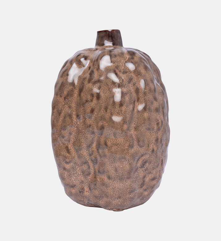 Light and Living Atol Ceramic Eggplant Vase, Camel, 14.5x20.5-cm, Packshot View