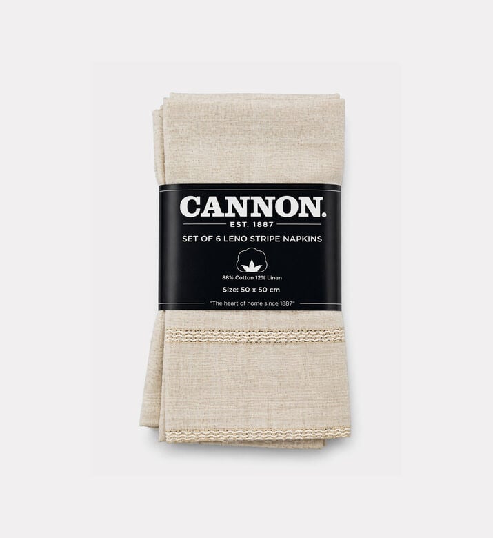 Cannon Cotton Daily 6-piece Table Napkin Set, Light-beige, 50x50-cm, Packshot View