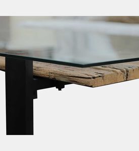 Cuba Glass Top Wooden Coffee Table