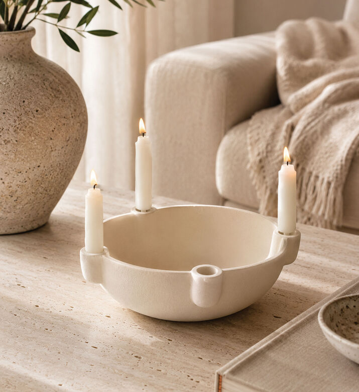 Home Deco and More Alkaline Round-shape Candle Holder, Packshot View