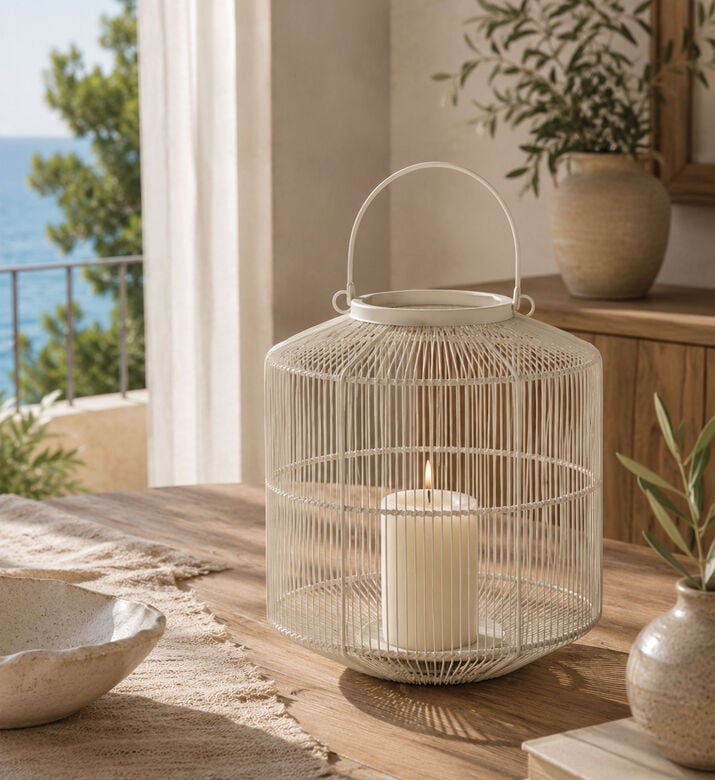 Light and Living Mertola Wire Hurricane, Cream, 25x20x26-cm, Packshot View