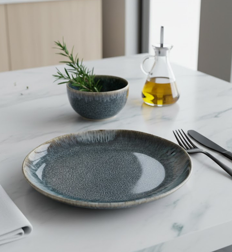 Ceramic Trimmed Dessert Plate