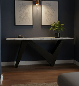 Home Deco and More Alaska Marble Wood Console Table, Packshot View